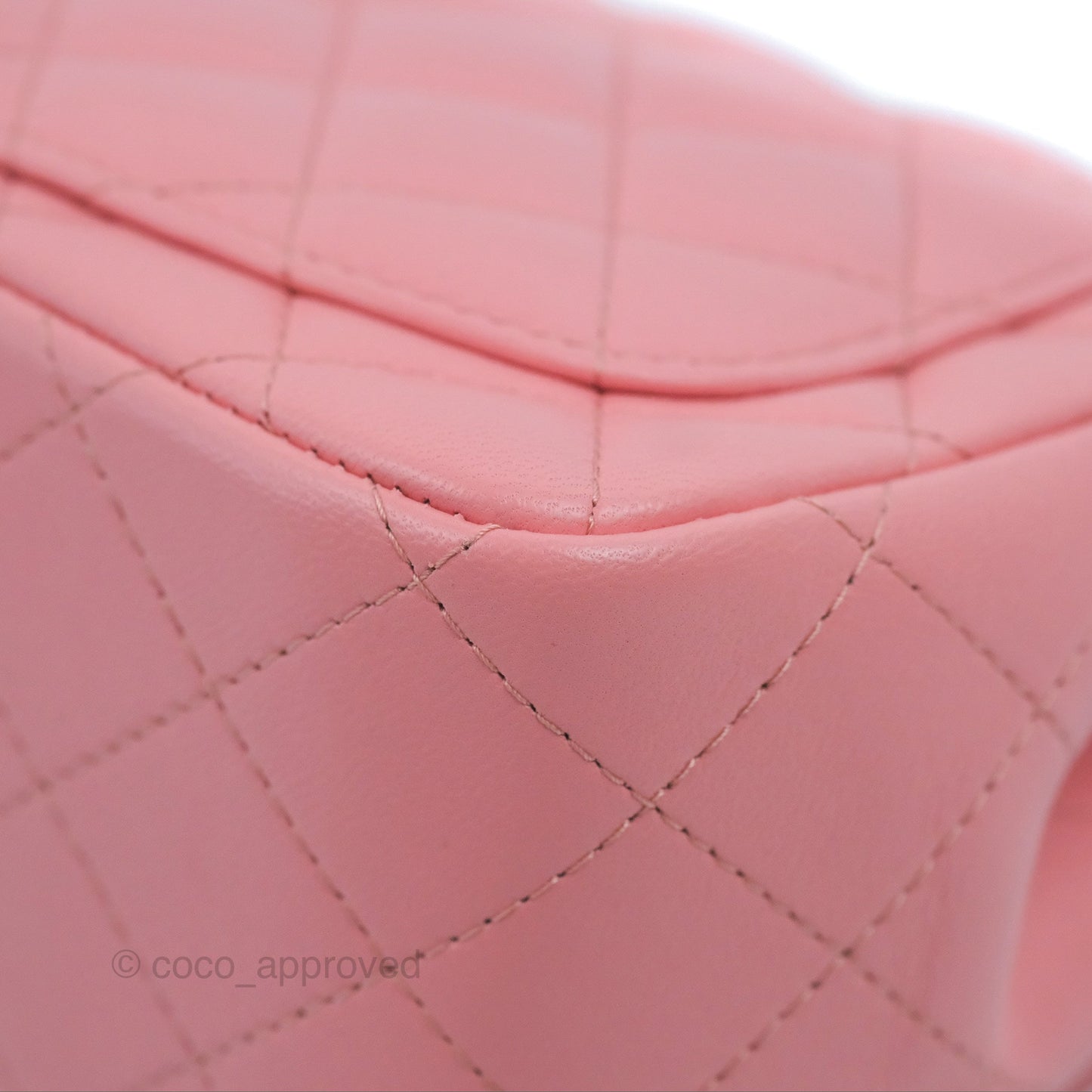 Chanel Mini Square Flap Bag Pink Lambskin Gold Hardware
