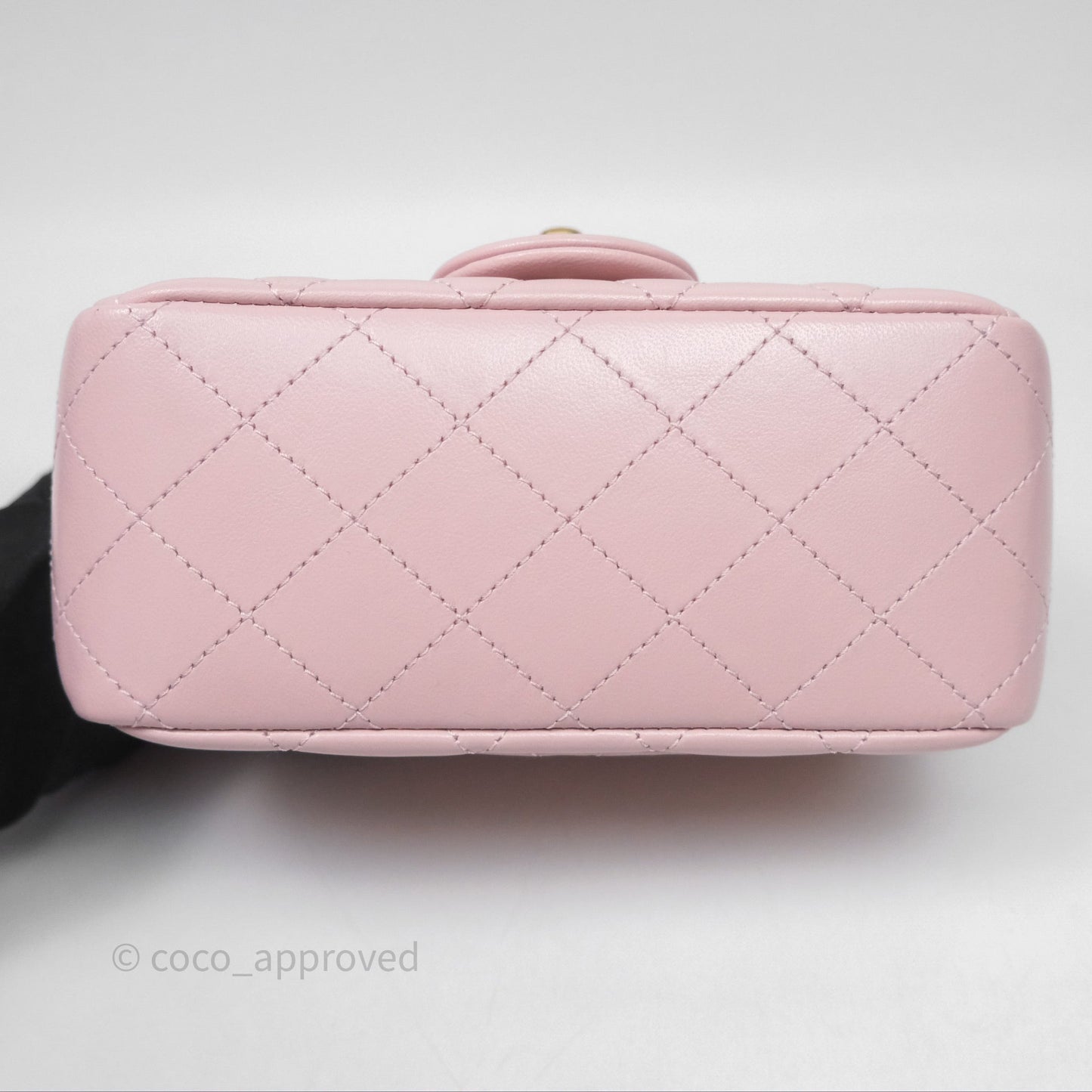 Chanel Pearl Crush Mini Square Quilted Dusty Pink Lambskin Aged Gold Hardware