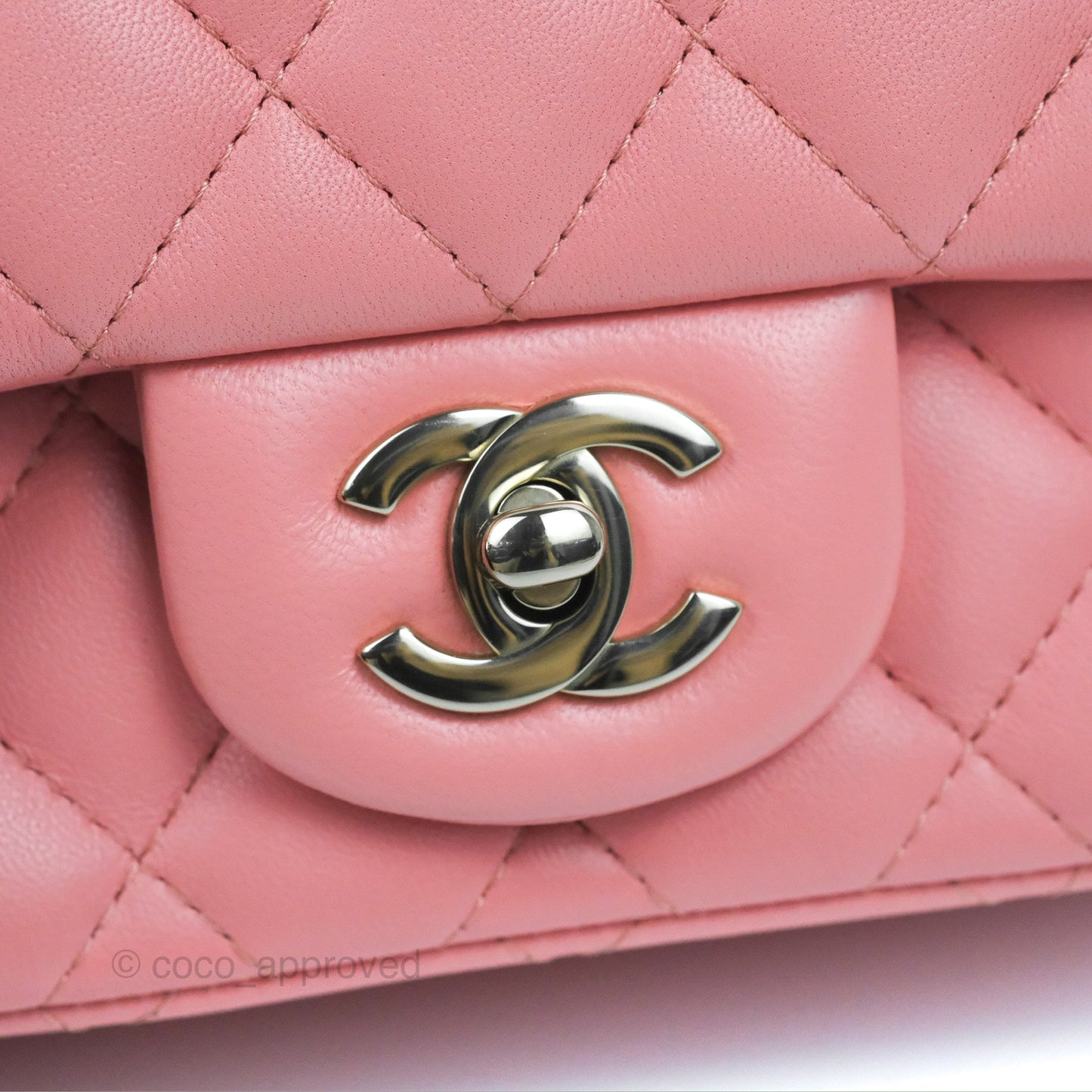 Chanel Mini Square Flap Bag Pink Lambskin Gold Hardware