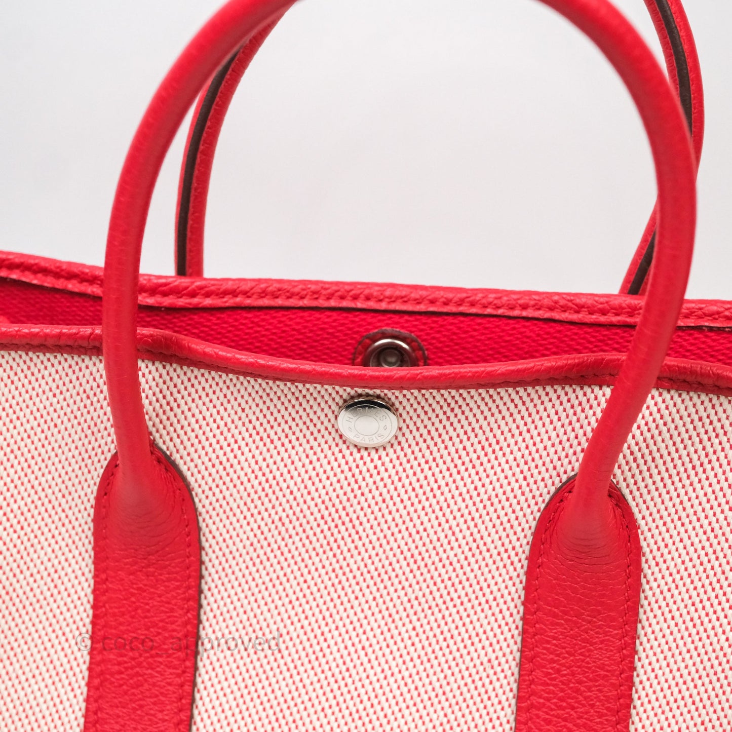 Hermès Garden Party 30 Canvas Rouge Grenade Palladium Hardware