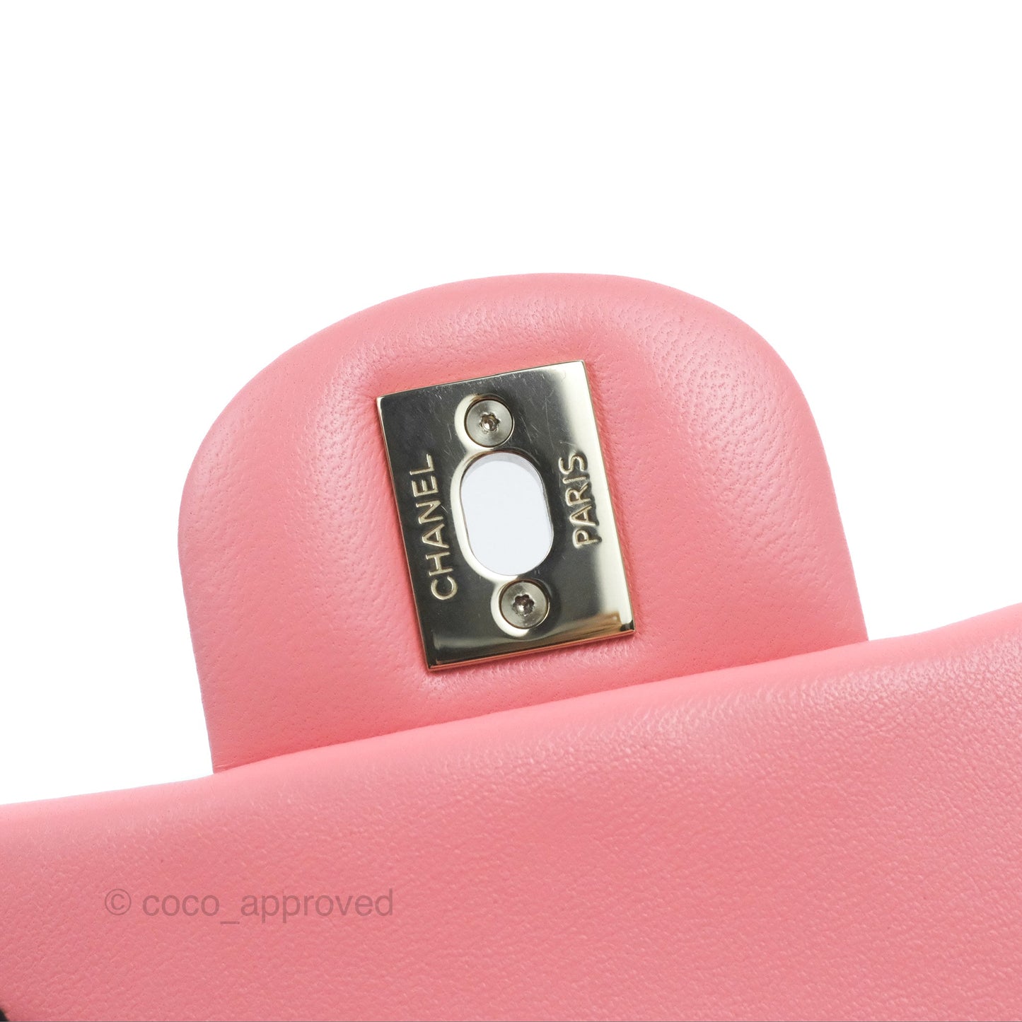 Chanel Mini Square Flap Bag Pink Lambskin Gold Hardware