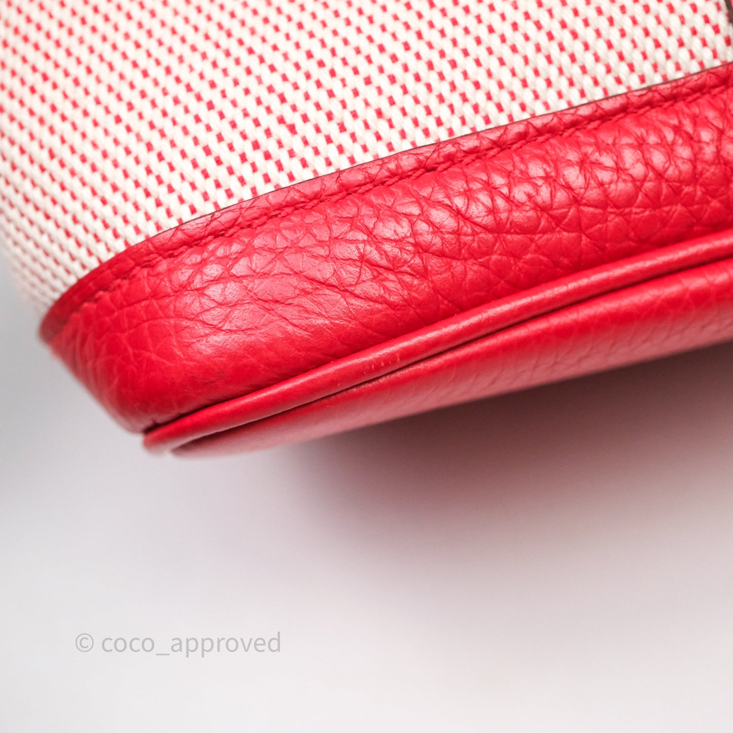 Hermès Garden Party 30 Canvas Rouge Grenade Palladium Hardware