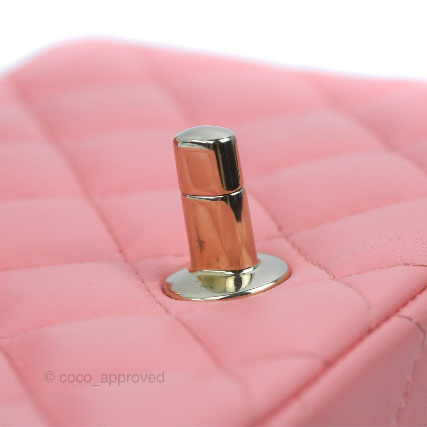 Chanel Mini Square Flap Bag Pink Lambskin Gold Hardware