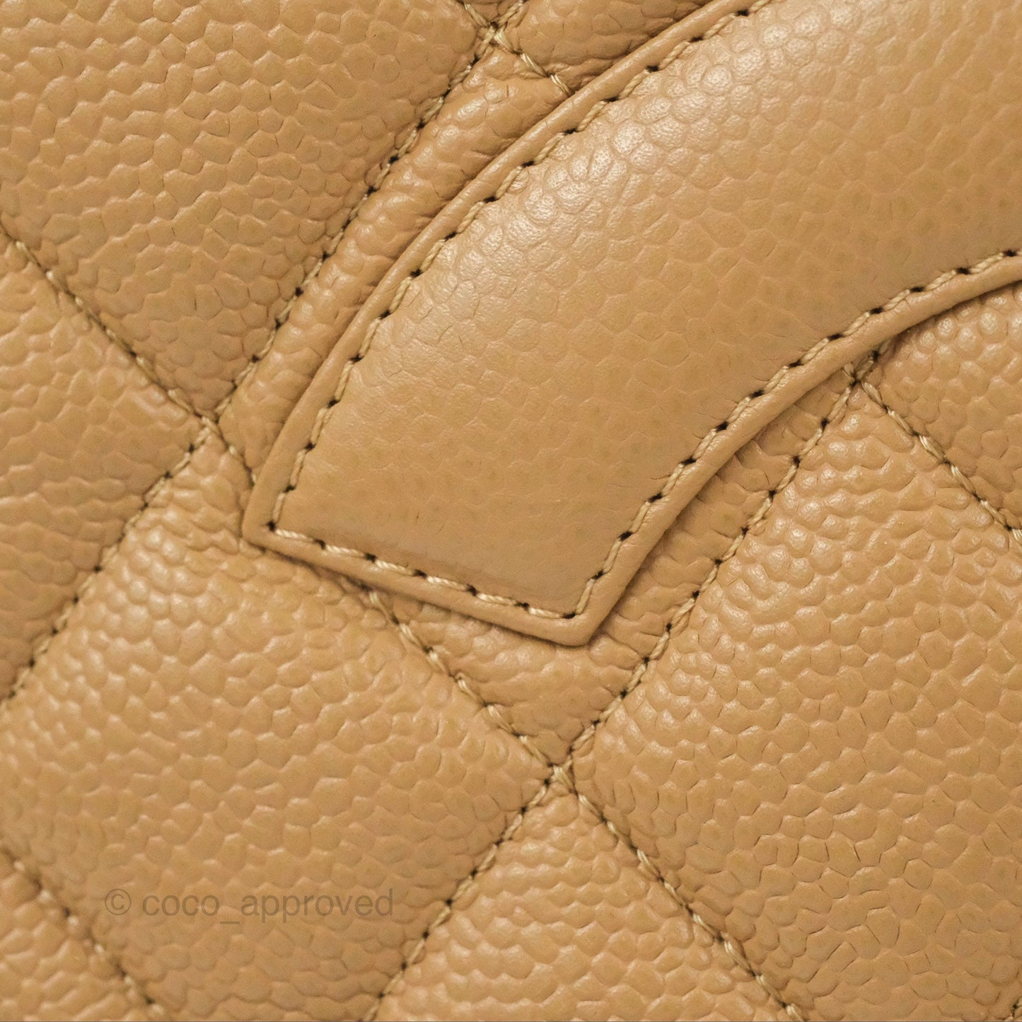 Chanel Vintage Medallion CC Beige Caviar Tote Bag Gold Hardware