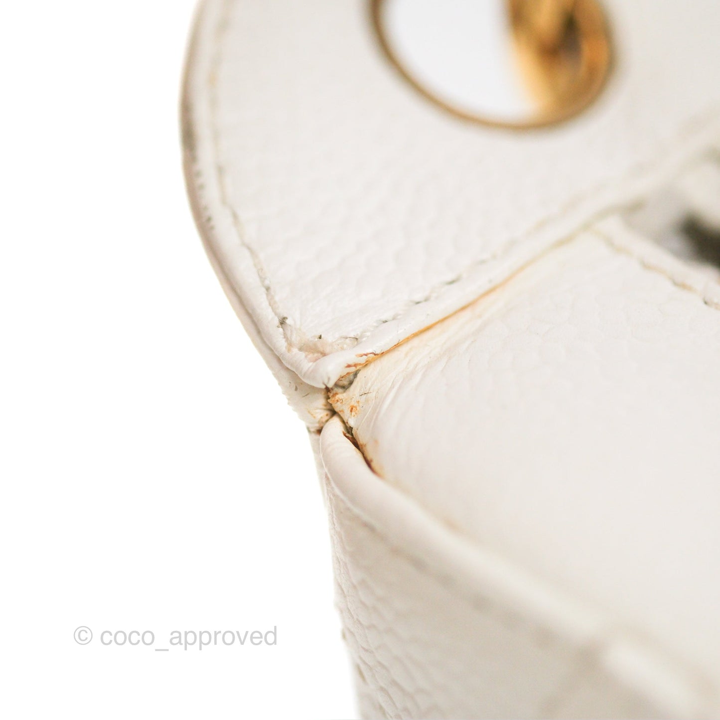 Chanel Vintage CC Quilted Shoulder Bag White Caviar Gold Hardware