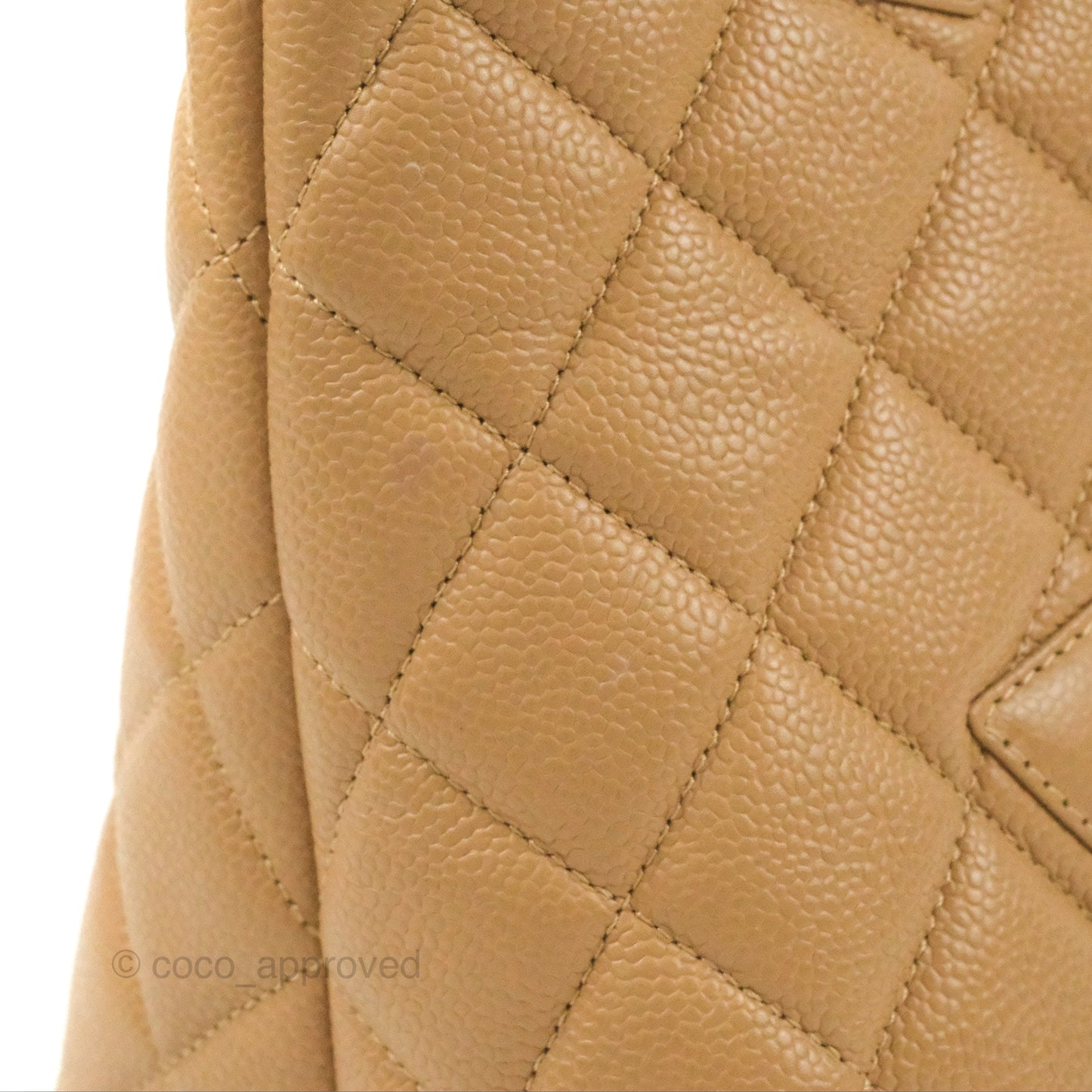 Chanel Vintage Medallion CC Beige Caviar Tote Bag Gold Hardware