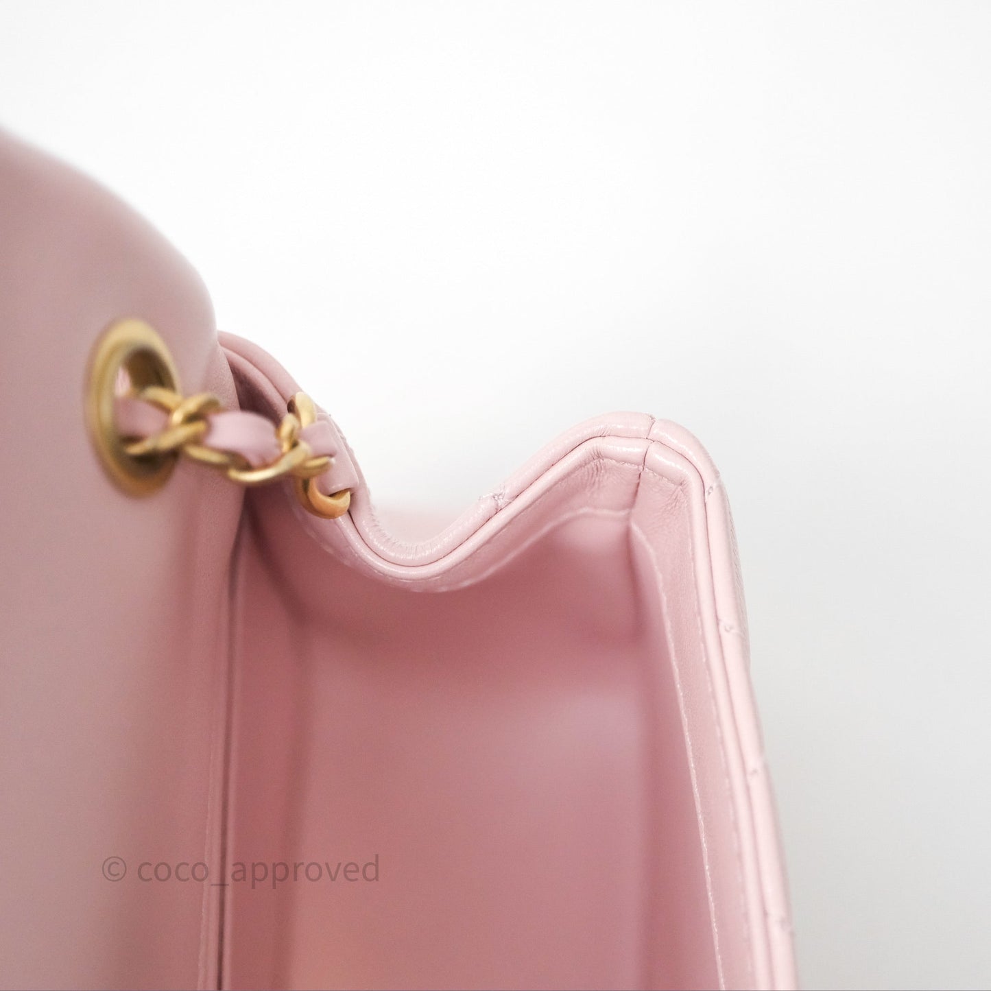 Chanel Pearl Crush Mini Square Quilted Dusty Pink Lambskin Aged Gold Hardware
