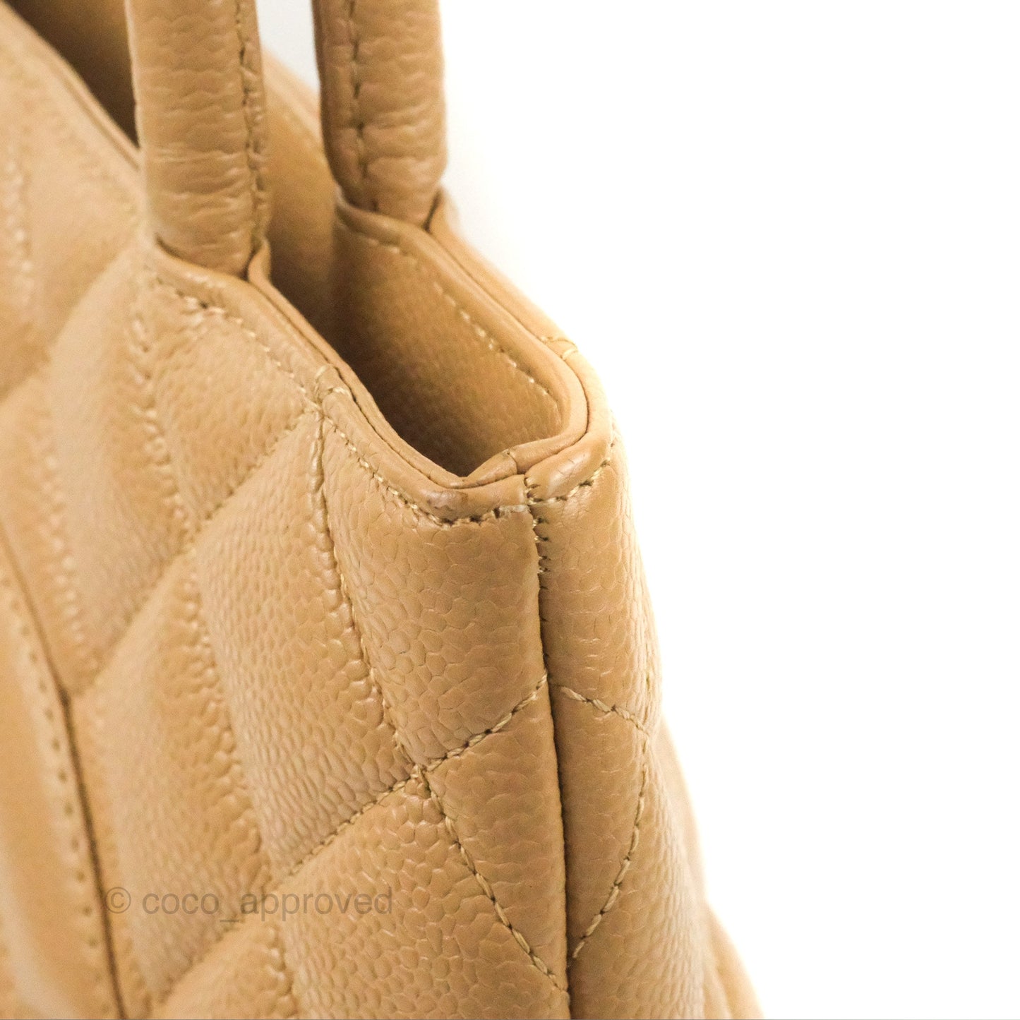 Chanel Vintage Medallion CC Beige Caviar Tote Bag Gold Hardware