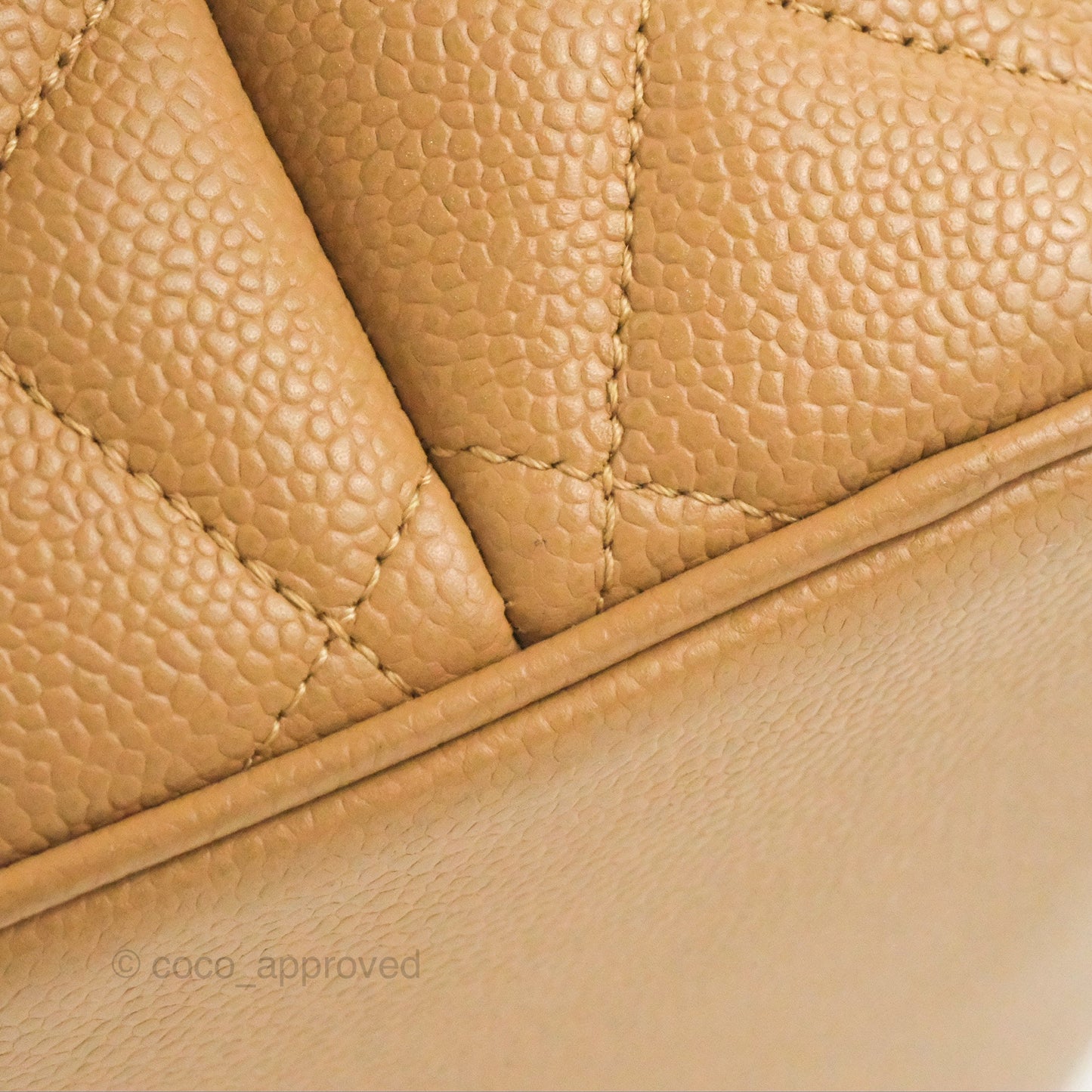 Chanel Vintage Medallion CC Beige Caviar Tote Bag Gold Hardware