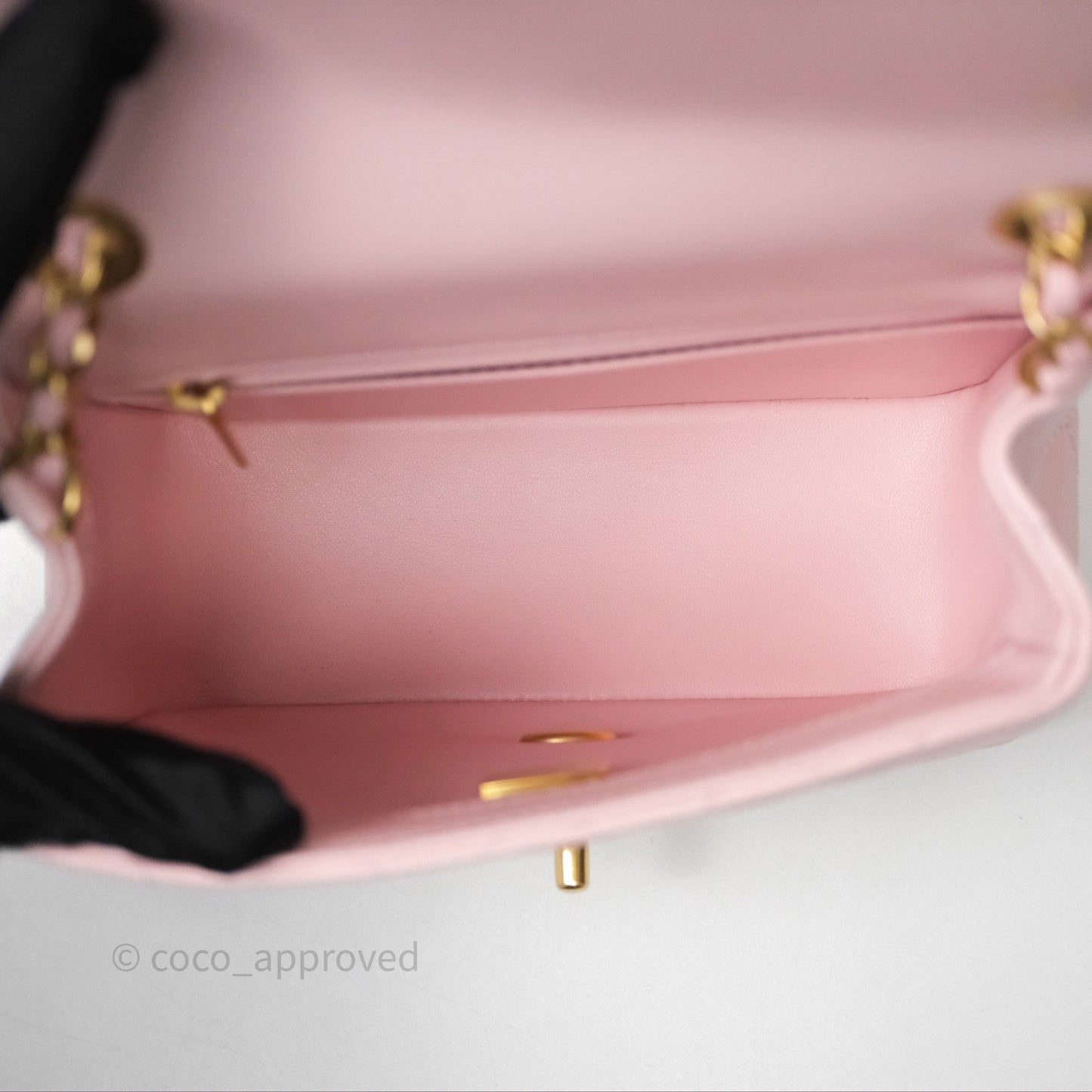 Chanel Pearl Crush Mini Square Quilted Dusty Pink Lambskin Aged Gold Hardware