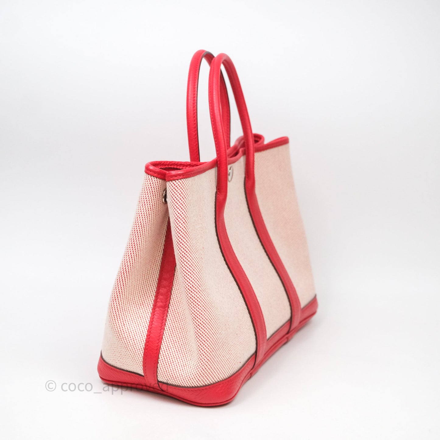 Hermès Garden Party 30 Canvas Rouge Grenade Palladium Hardware