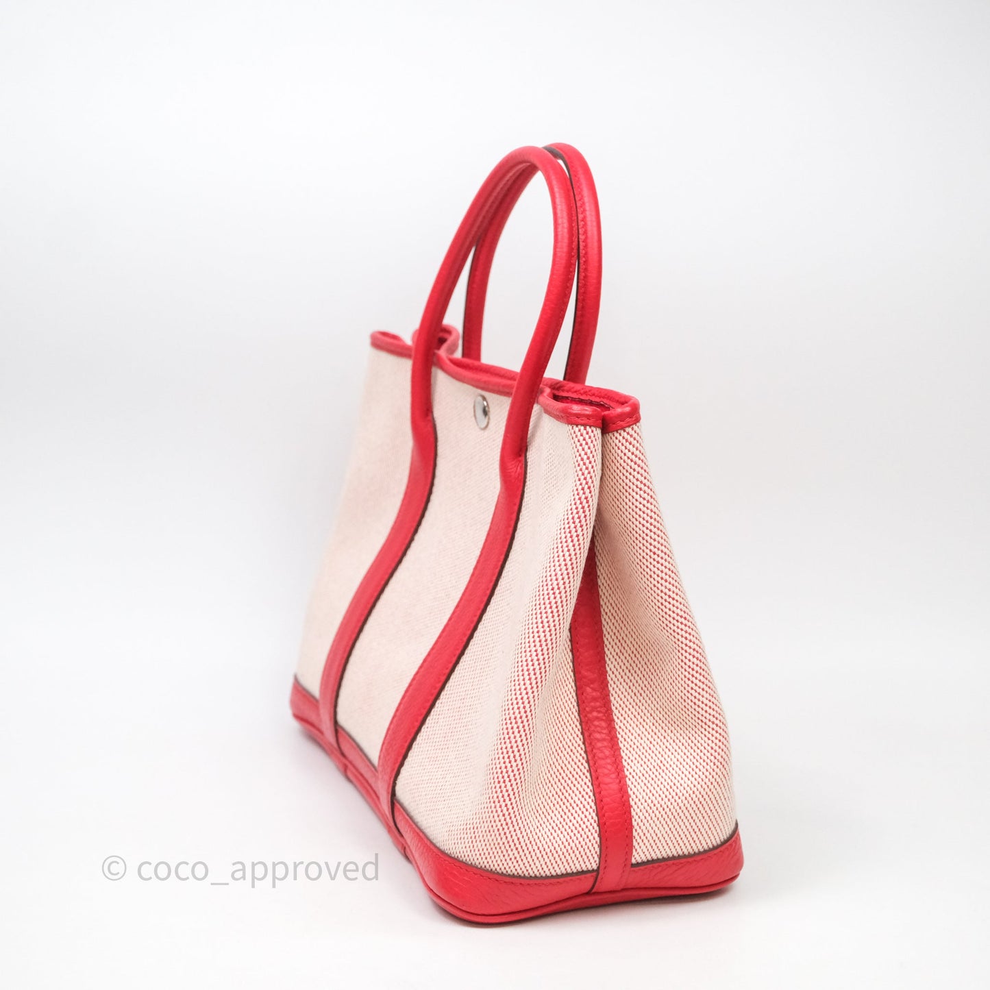 Hermès Garden Party 30 Canvas Rouge Grenade Palladium Hardware
