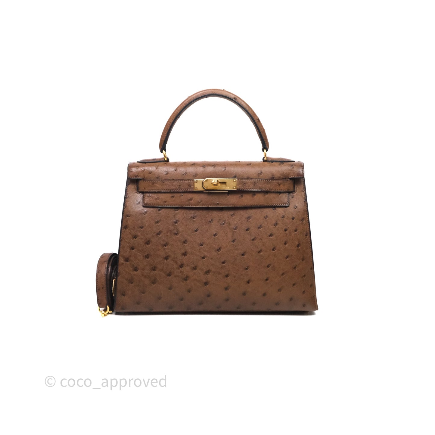 Hermès Kelly 28 Chocolate Ostrish Sellier Gold Hardware