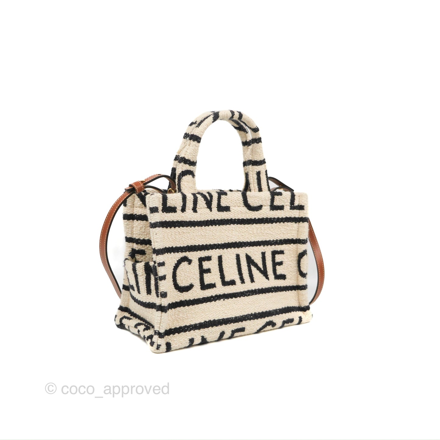 Celine Small Cabas Thais Textile with Celine All-Over White