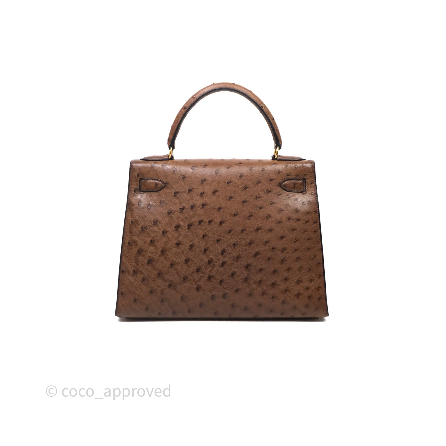 Hermès Kelly 28 Chocolate Ostrish Sellier Gold Hardware