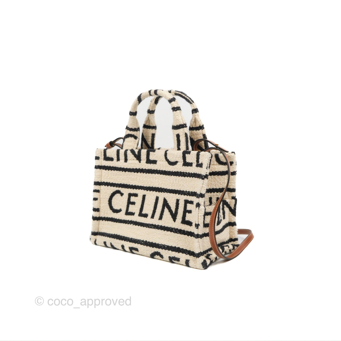 Celine Small Cabas Thais Textile with Celine All-Over White