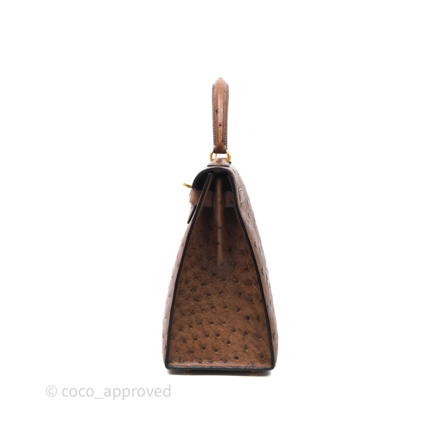 Hermès Kelly 28 Chocolate Ostrish Sellier Gold Hardware