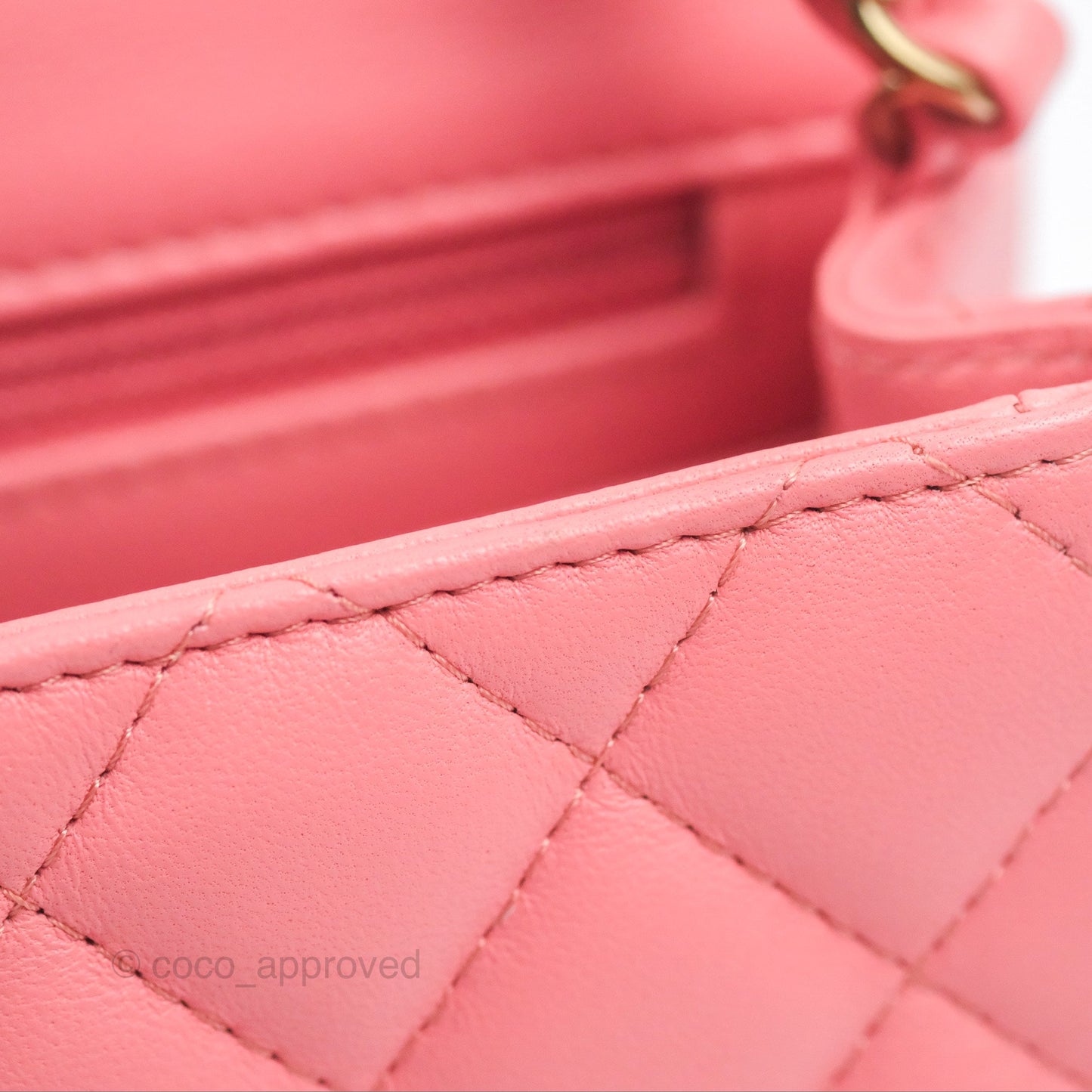 Chanel Mini Square Flap Bag Pink Lambskin Gold Hardware