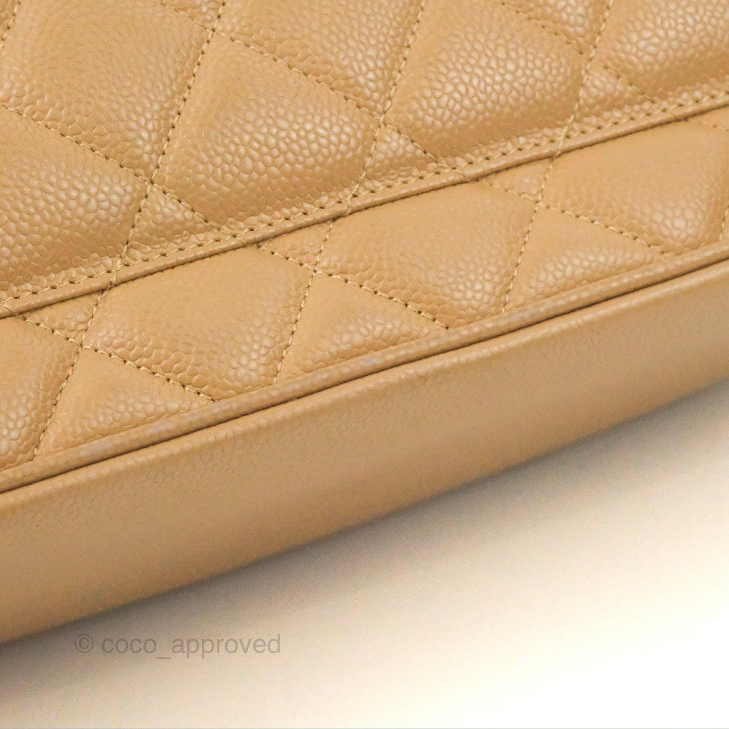 Chanel Vintage Medallion CC Beige Caviar Tote Bag Gold Hardware