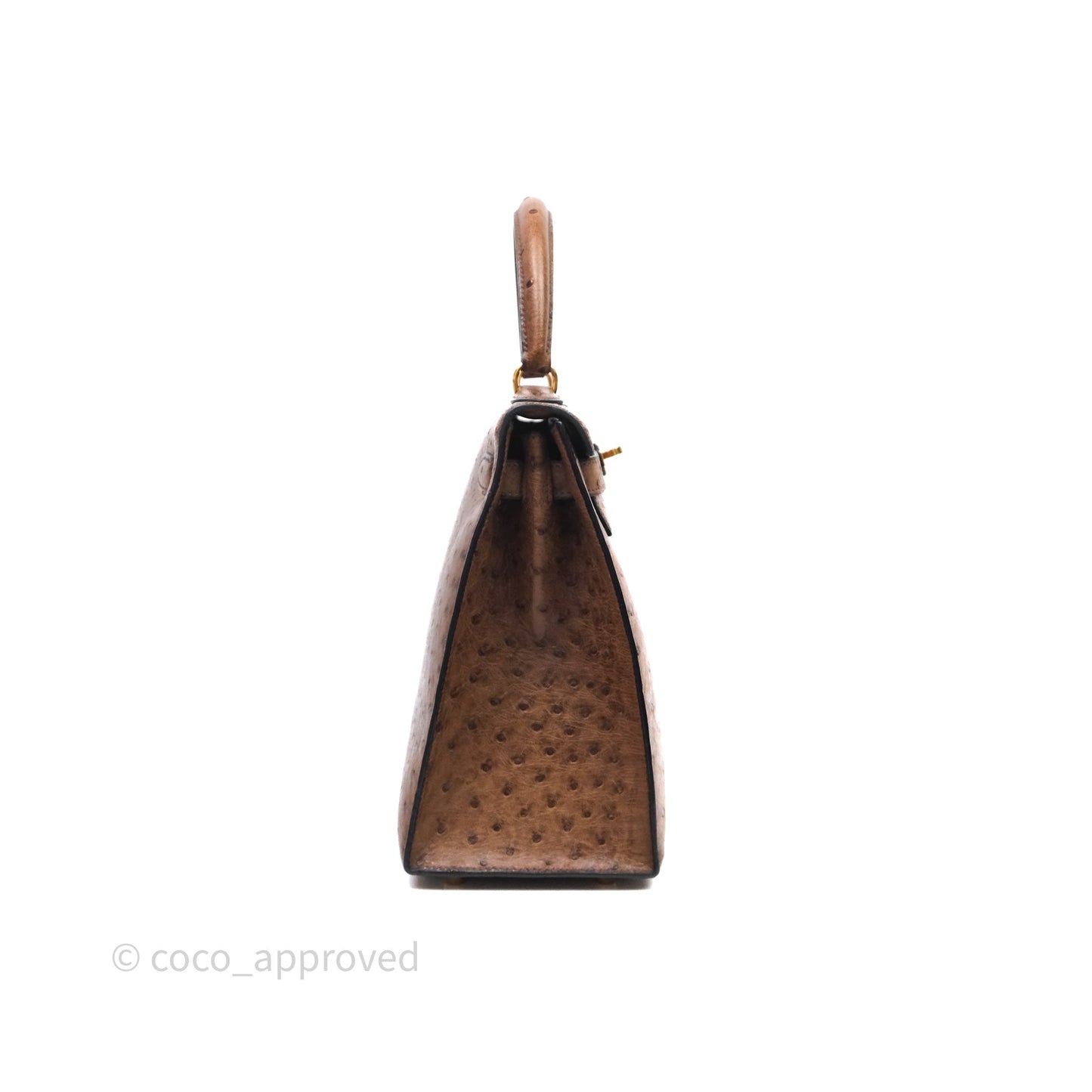Hermès Kelly 28 Chocolate Ostrish Sellier Gold Hardware