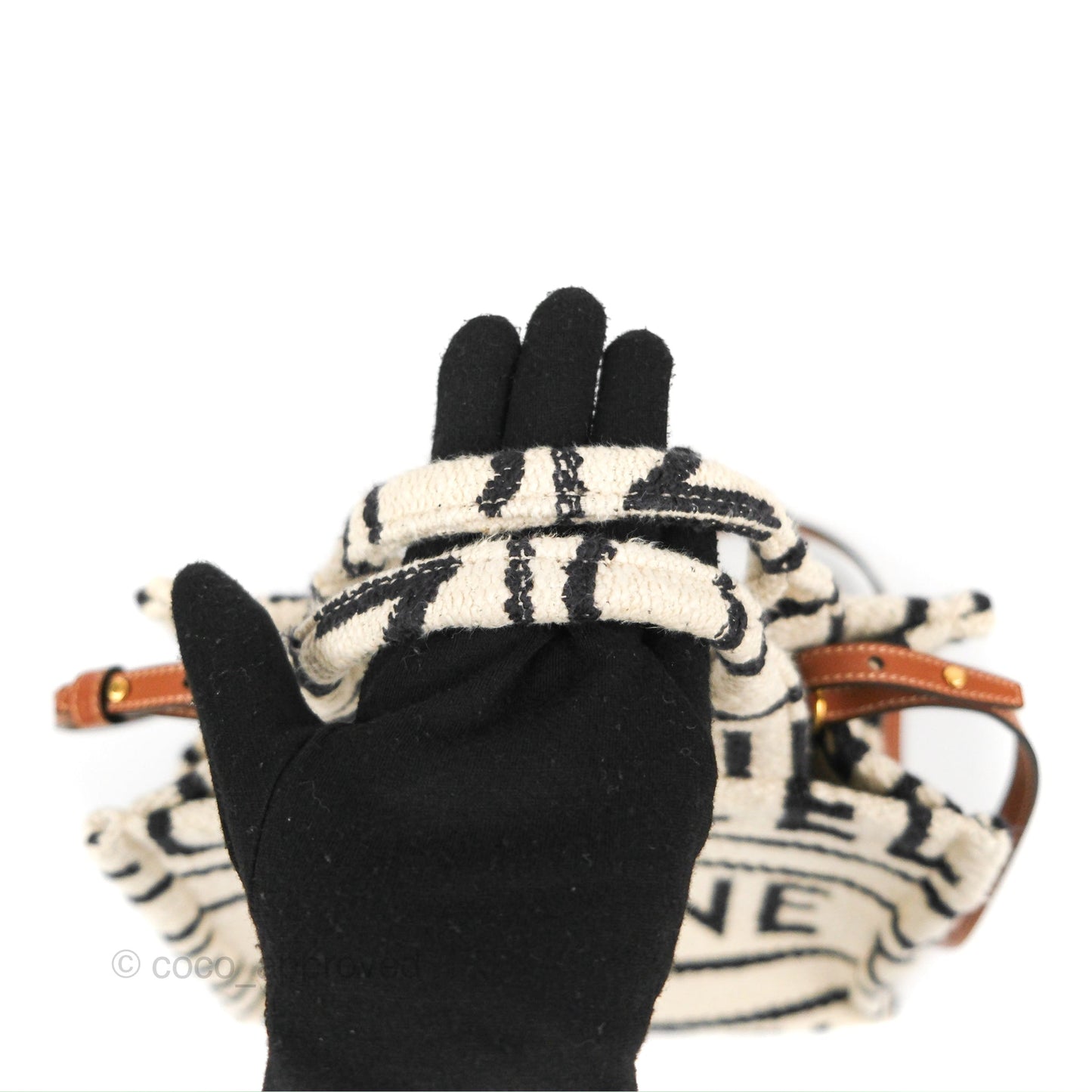 Celine Small Cabas Thais Textile with Celine All-Over White