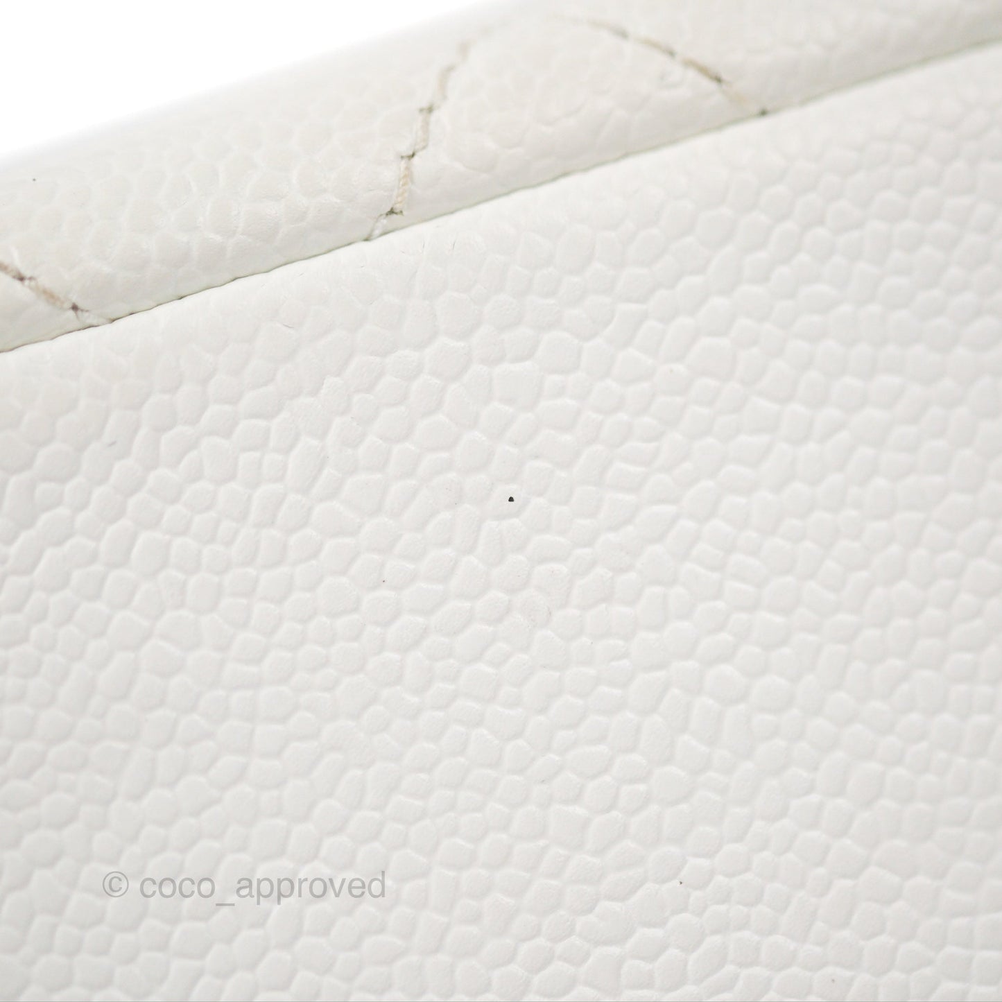 Chanel Vintage CC Quilted Shoulder Bag White Caviar Gold Hardware