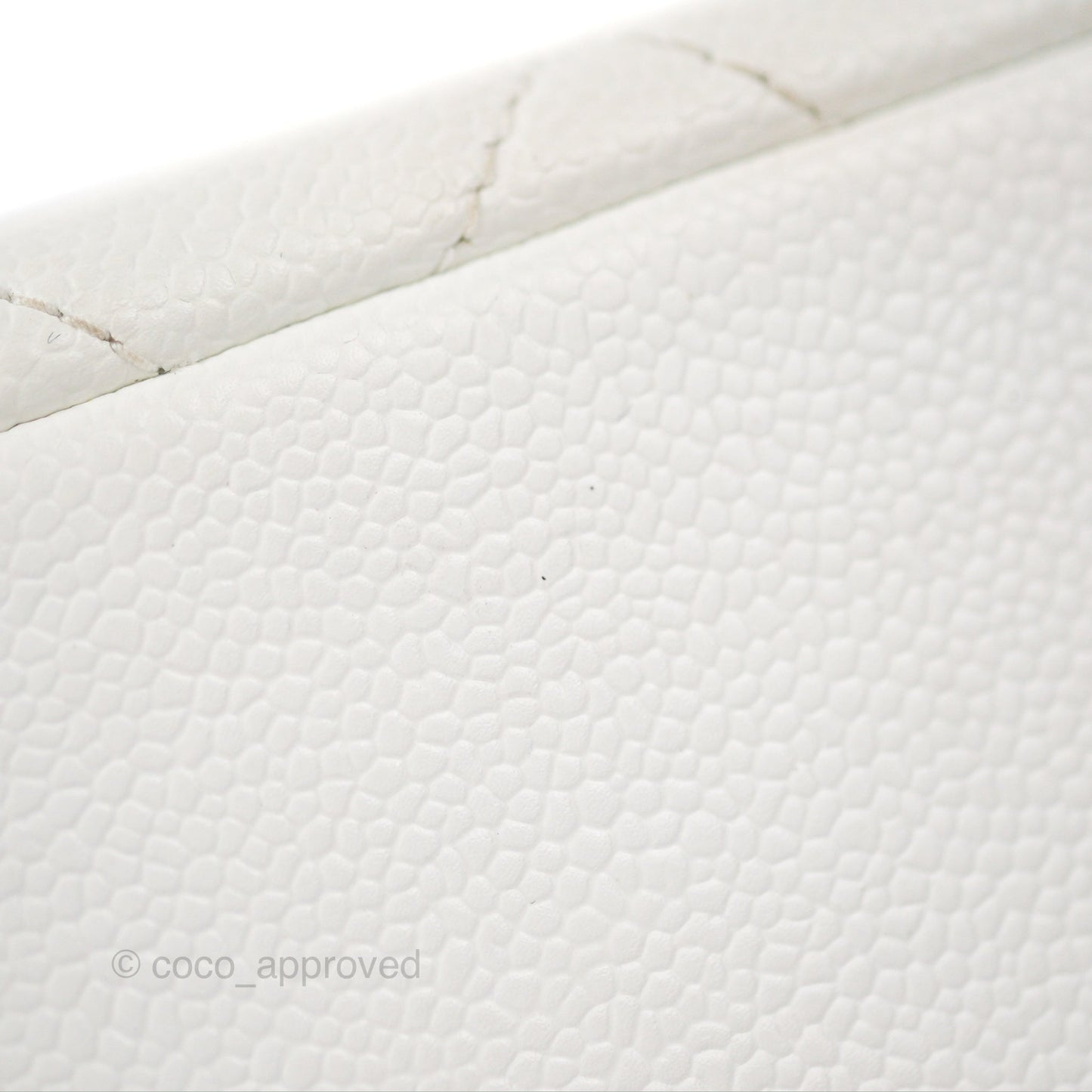 Chanel Vintage CC Quilted Shoulder Bag White Caviar Gold Hardware