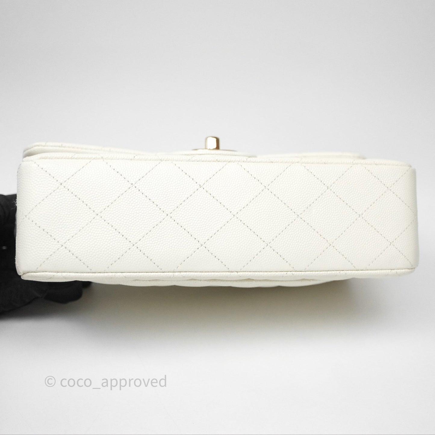 Chanel Classic Quilted Small S/M Flap Ivory White Caviar Gold Hardware