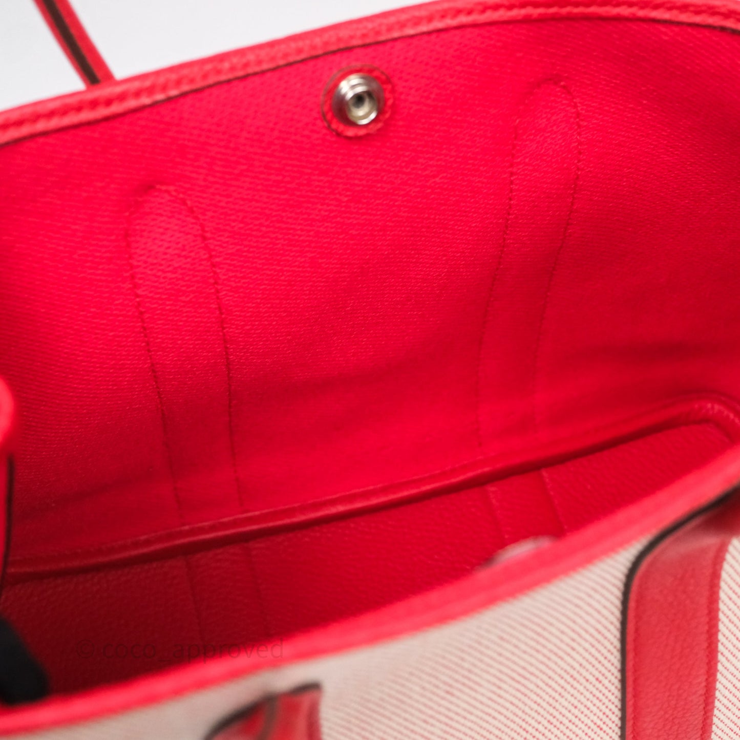 Hermès Garden Party 30 Canvas Rouge Grenade Palladium Hardware