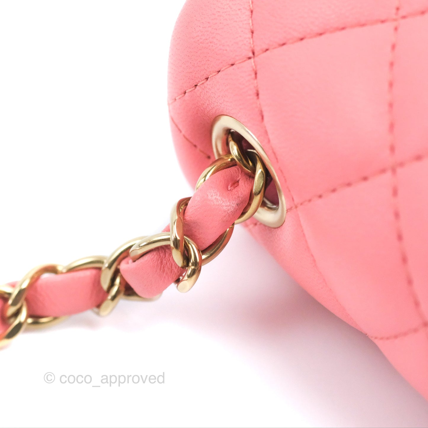 Chanel Mini Square Flap Bag Pink Lambskin Gold Hardware