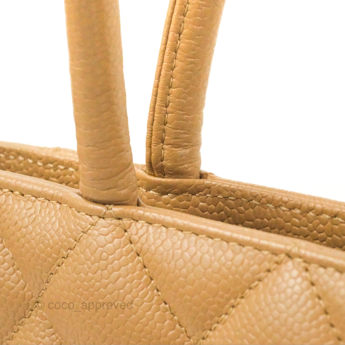 Chanel Vintage Medallion CC Beige Caviar Tote Bag Gold Hardware