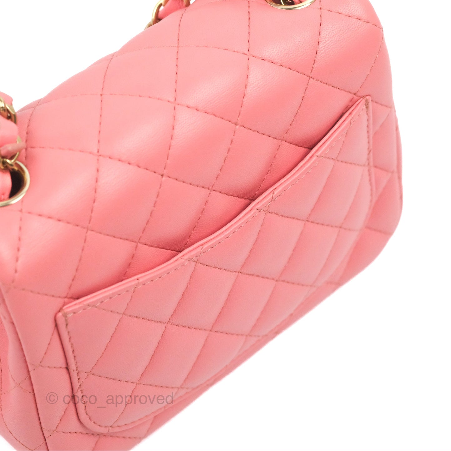 Chanel Mini Square Flap Bag Pink Lambskin Gold Hardware