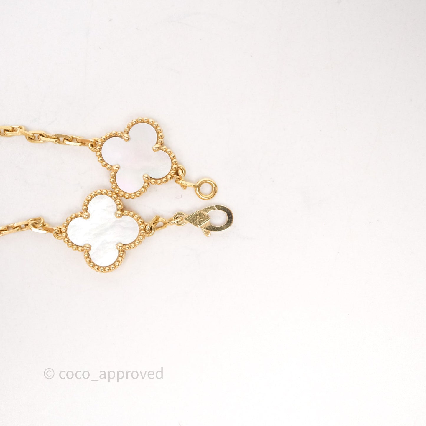 Van Cleef & Arpels Vintage Alhambra 5 Motifs White Yellow Gold Bracelet