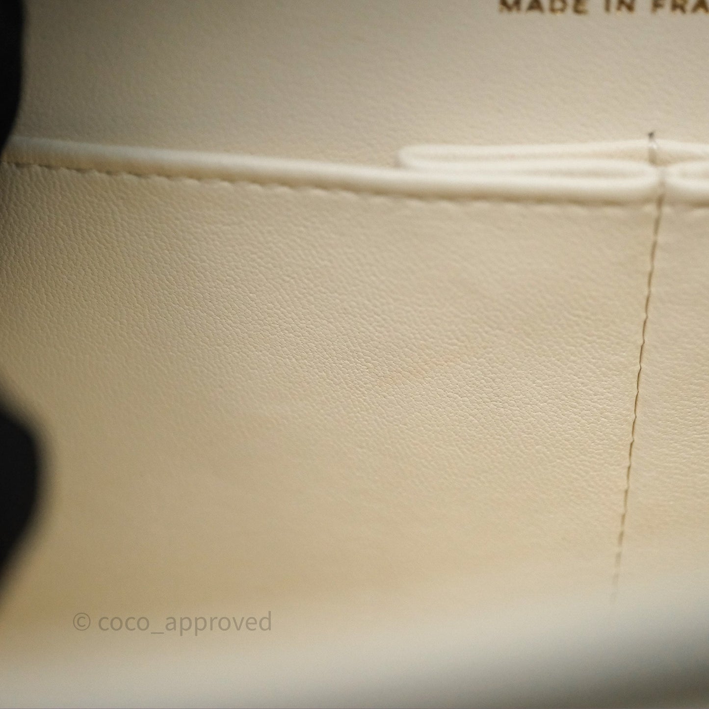 Chanel Classic Quilted Small S/M Flap Ivory White Caviar Gold Hardware