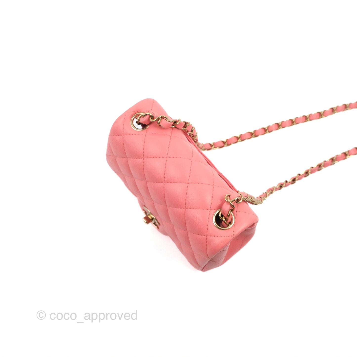 Chanel Mini Square Flap Bag Pink Lambskin Gold Hardware
