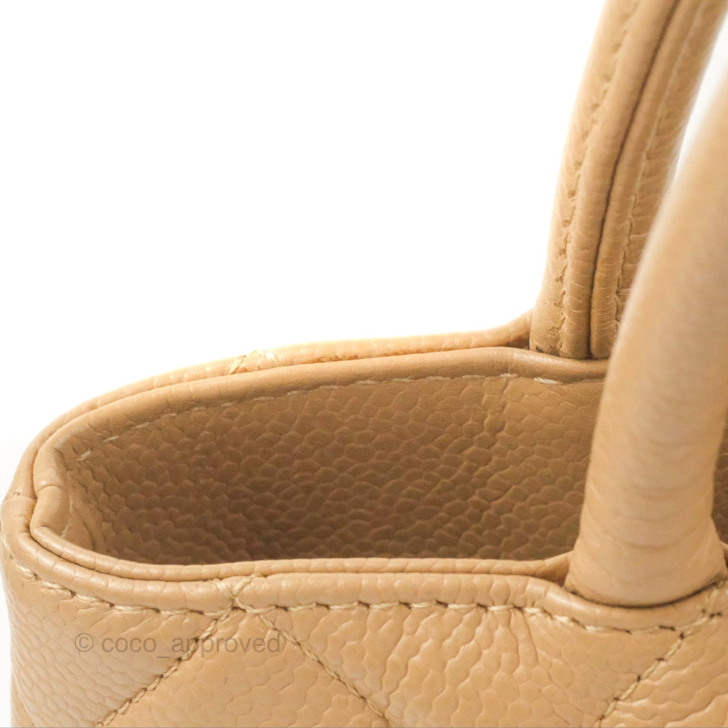 Chanel Vintage Medallion CC Beige Caviar Tote Bag Gold Hardware