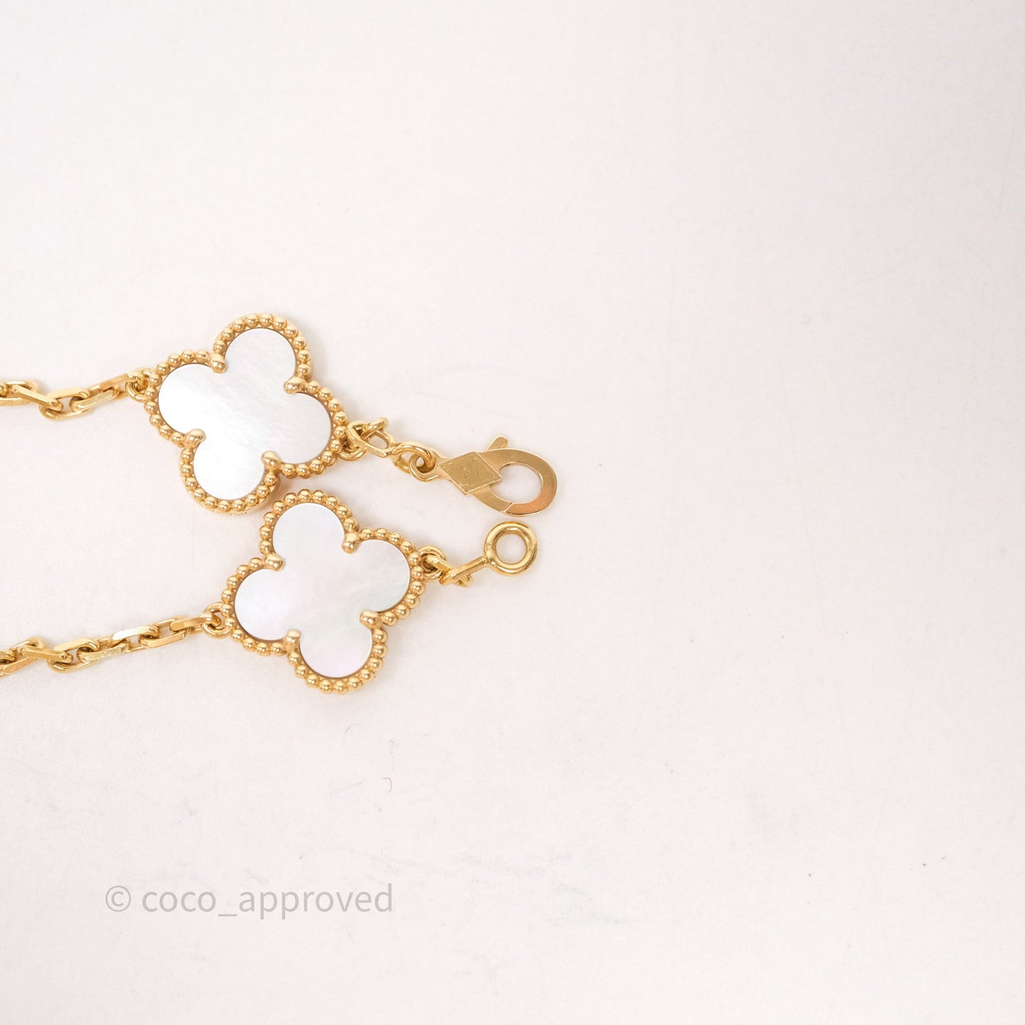 Van Cleef & Arpels Vintage Alhambra 5 Motifs White Yellow Gold Bracelet