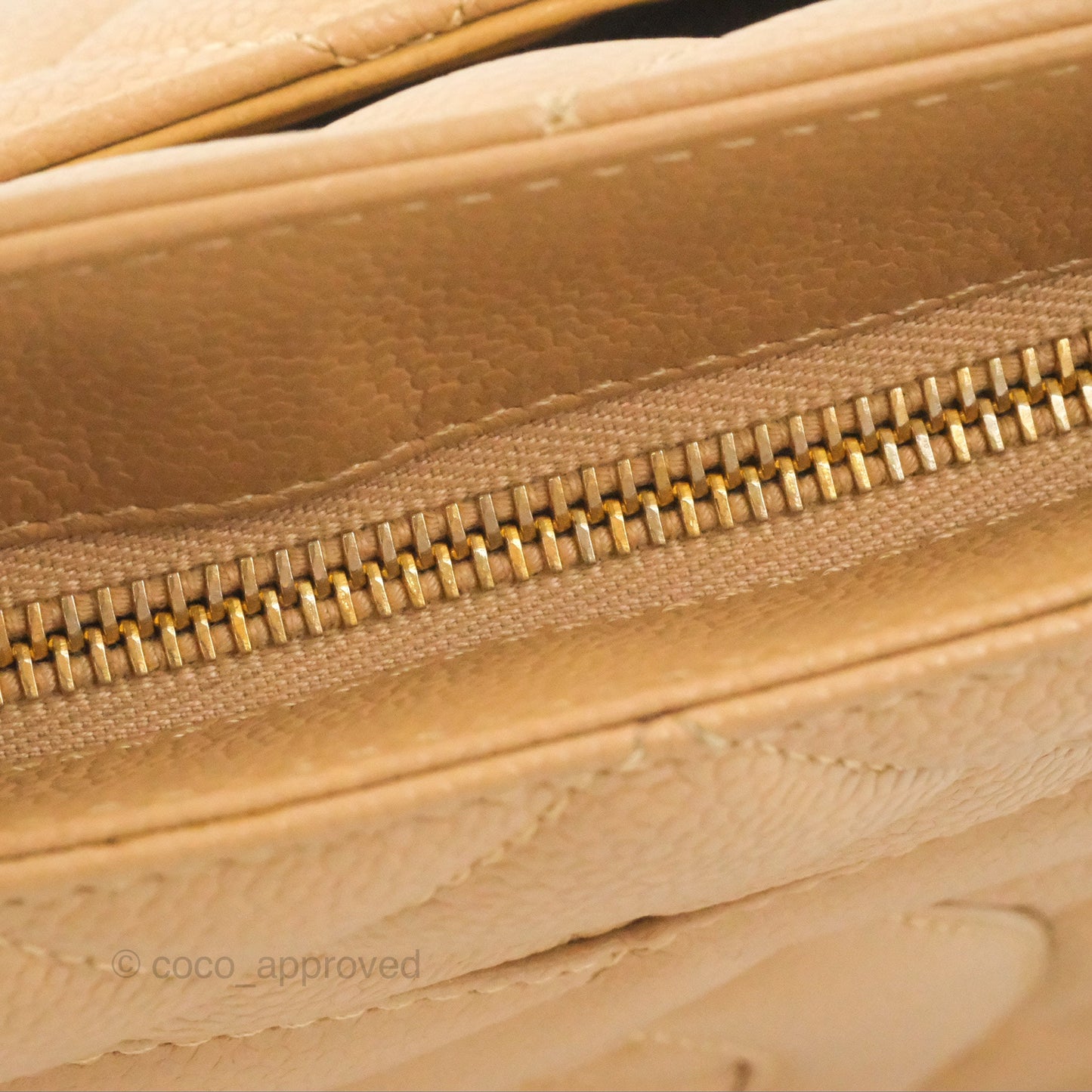 Chanel Vintage Medallion CC Beige Caviar Tote Bag Gold Hardware