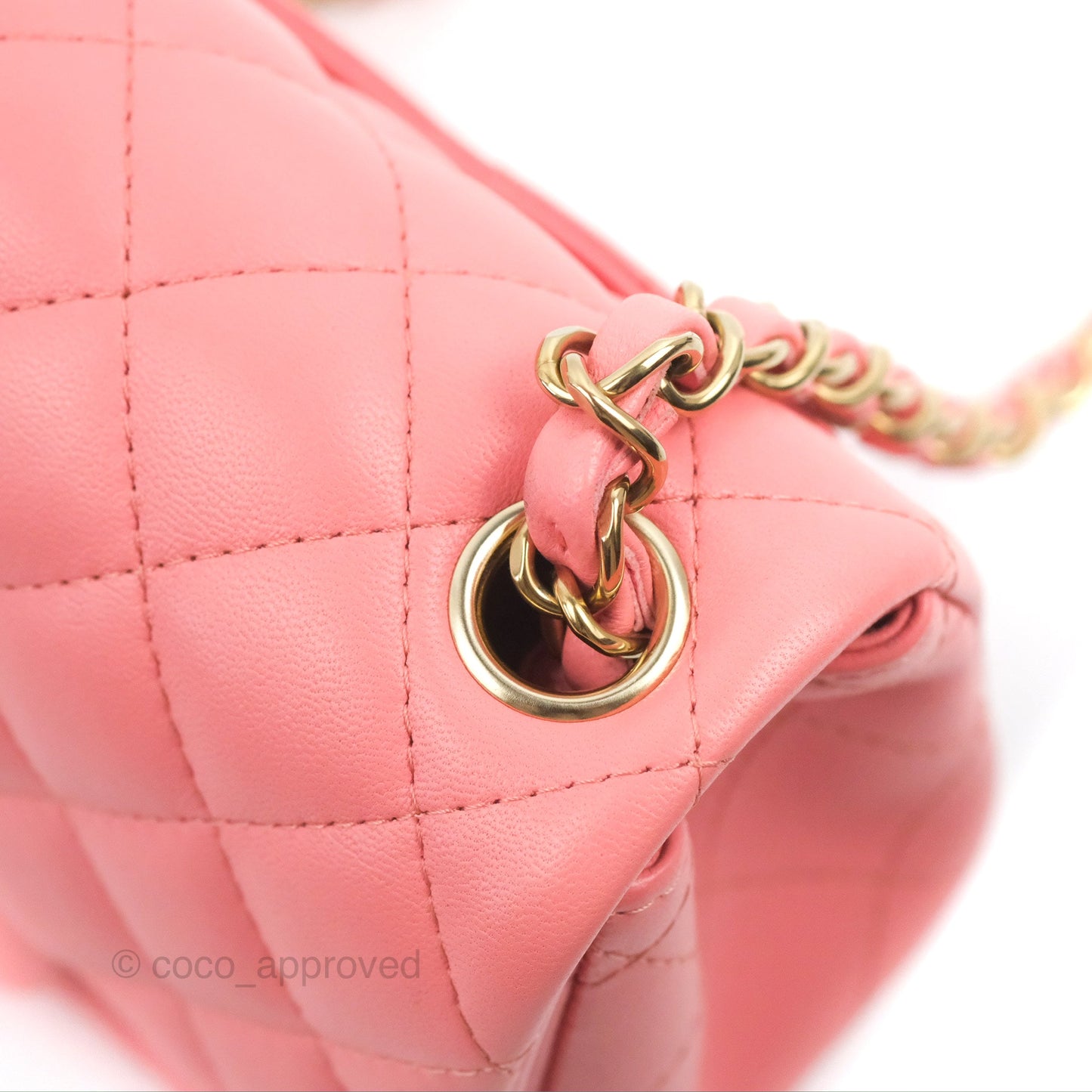 Chanel Mini Square Flap Bag Pink Lambskin Gold Hardware