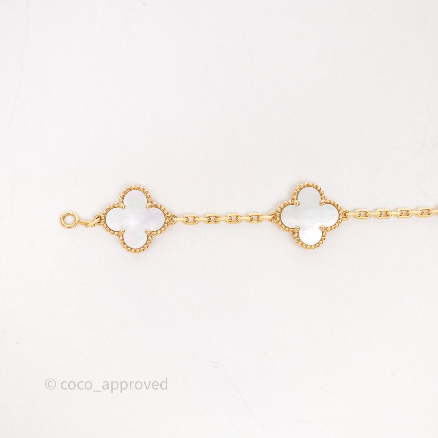 Van Cleef & Arpels Vintage Alhambra 5 Motifs White Yellow Gold Bracelet