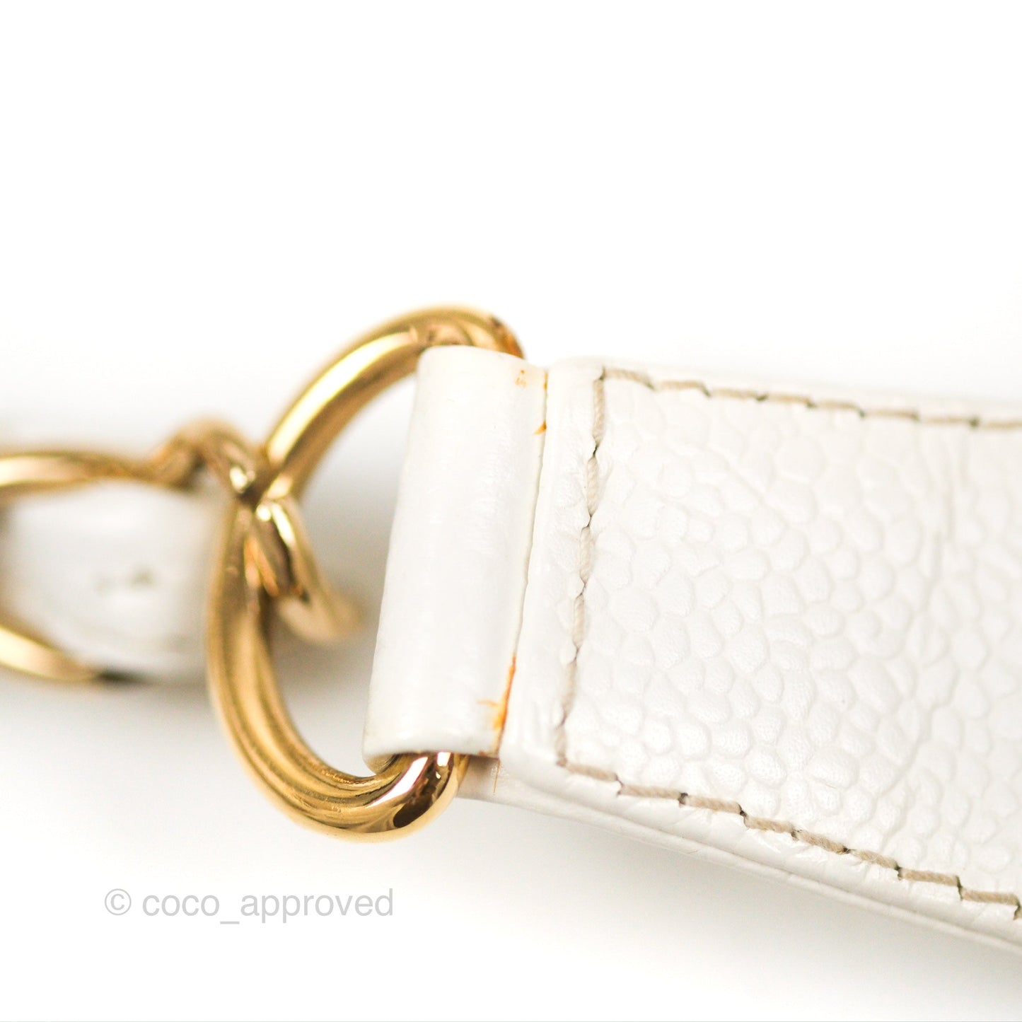 Chanel Vintage CC Quilted Shoulder Bag White Caviar Gold Hardware