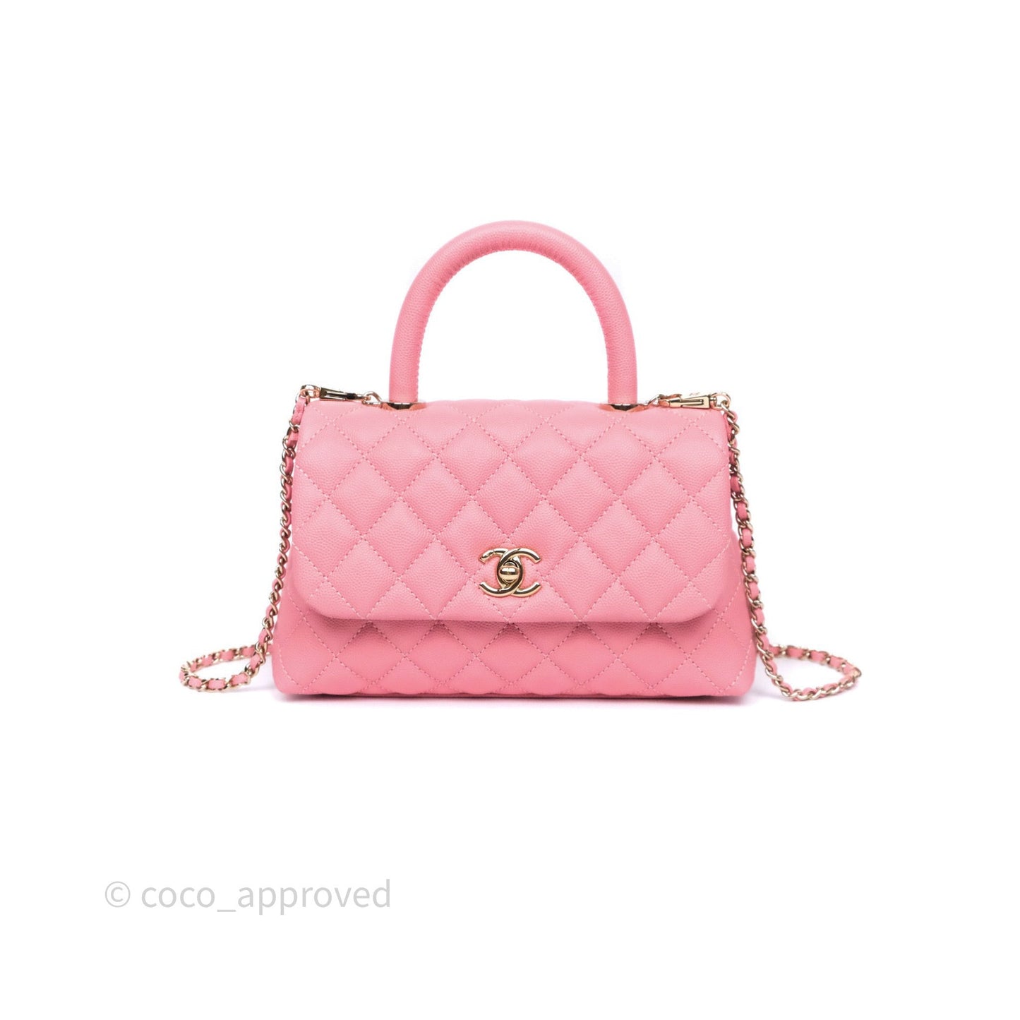 Chanel Small Coco Handle Quilted Pink Caviar Gold Hardware