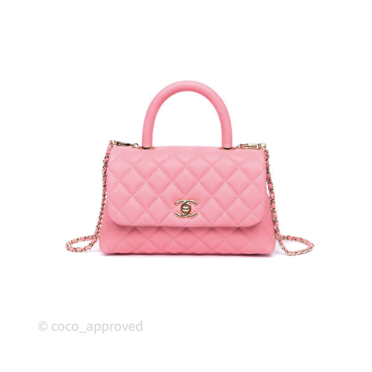 Chanel Small Coco Handle Quilted Pink Caviar Gold Hardware