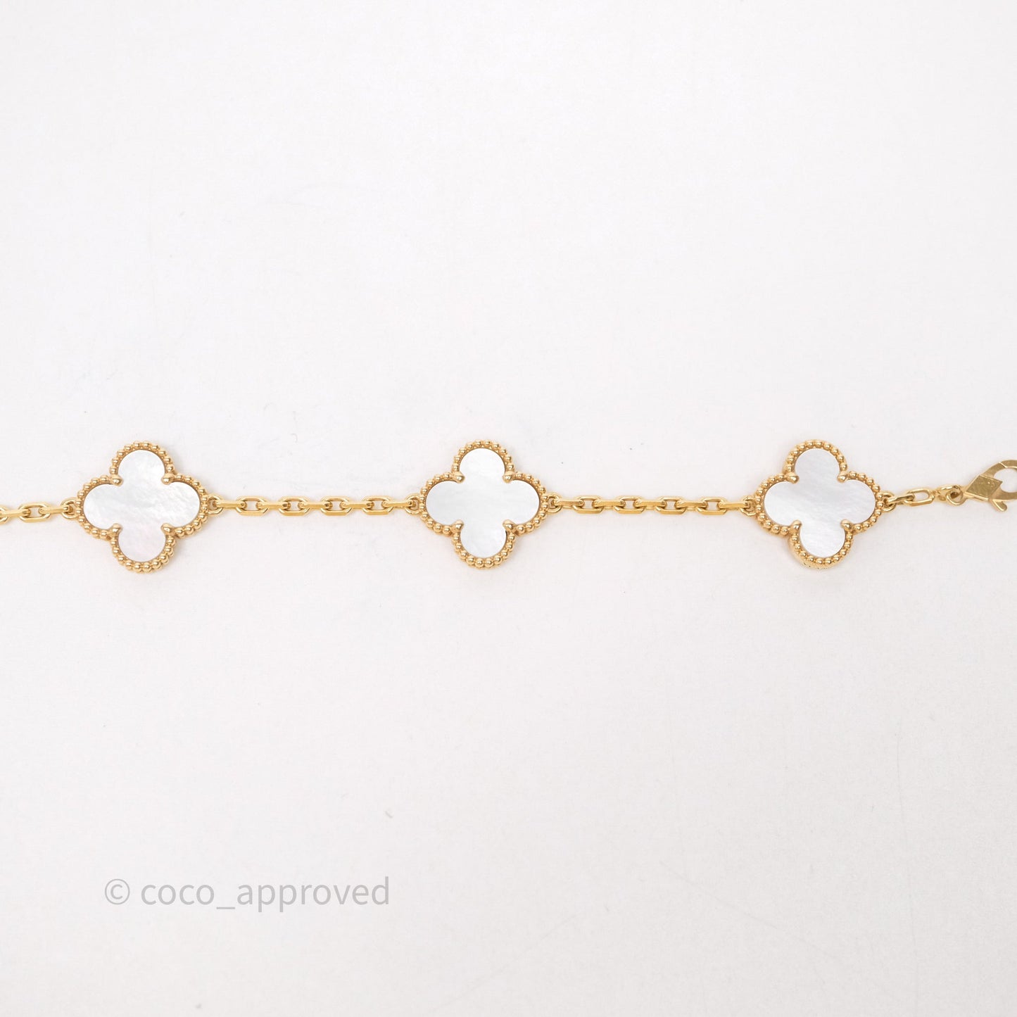Van Cleef & Arpels Vintage Alhambra 5 Motifs White Yellow Gold Bracelet