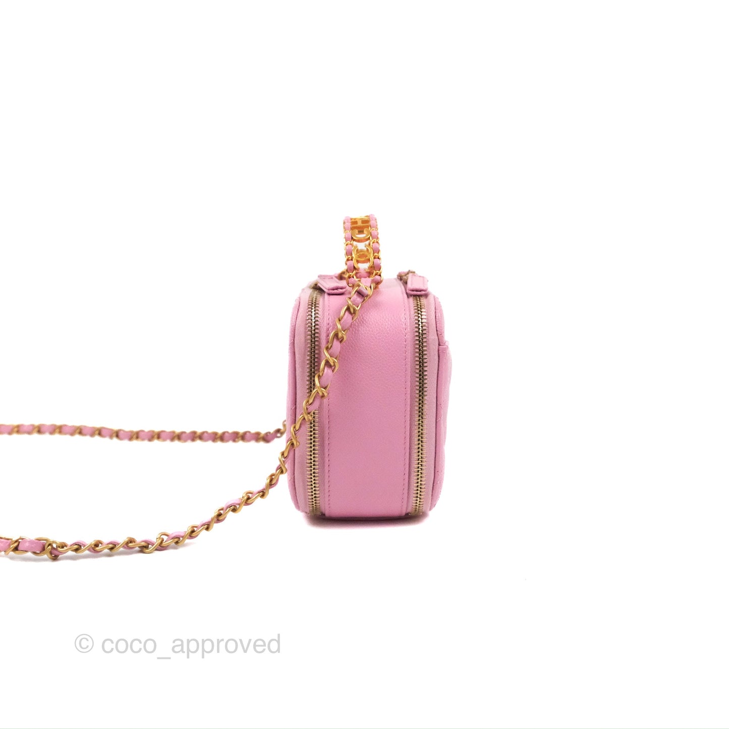 Chanel Caviar Quilted Pick Me Up Small Vanity Case Light Pink