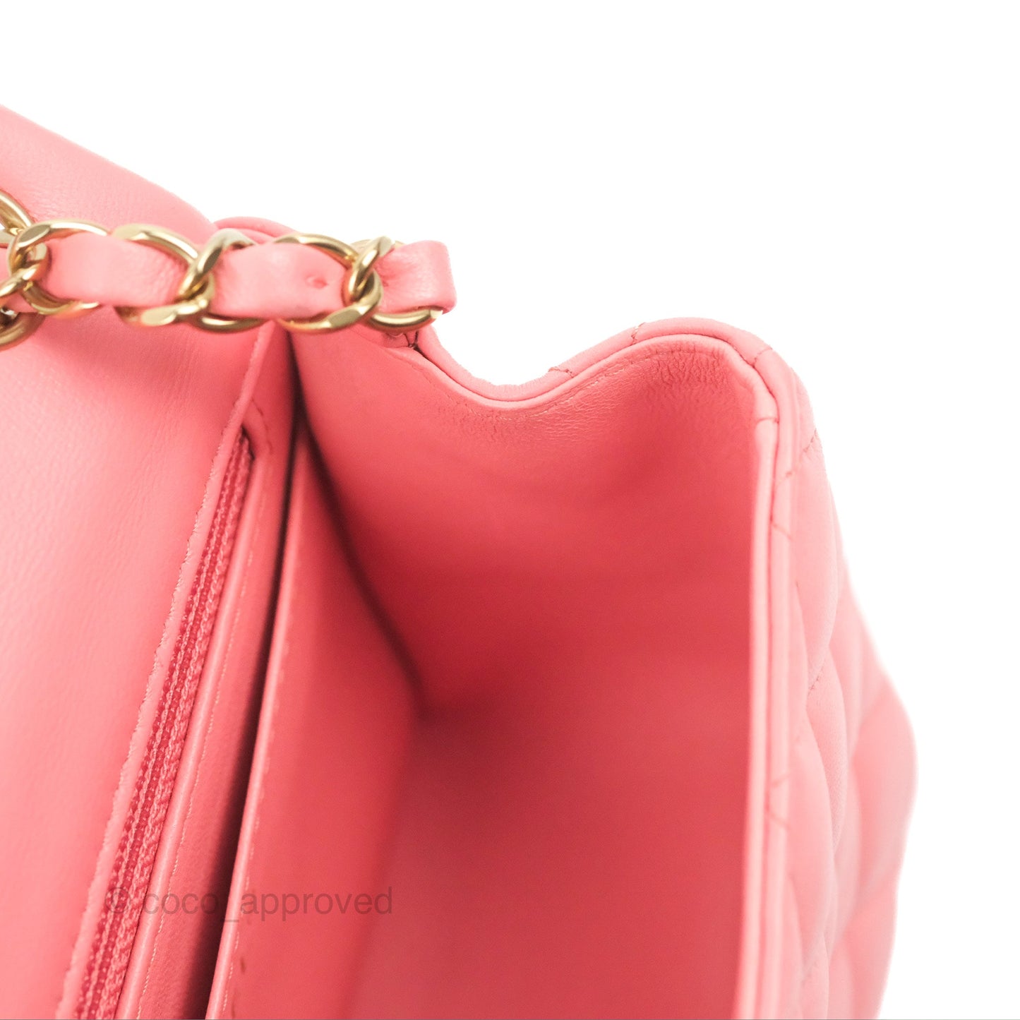 Chanel Mini Square Flap Bag Pink Lambskin Gold Hardware