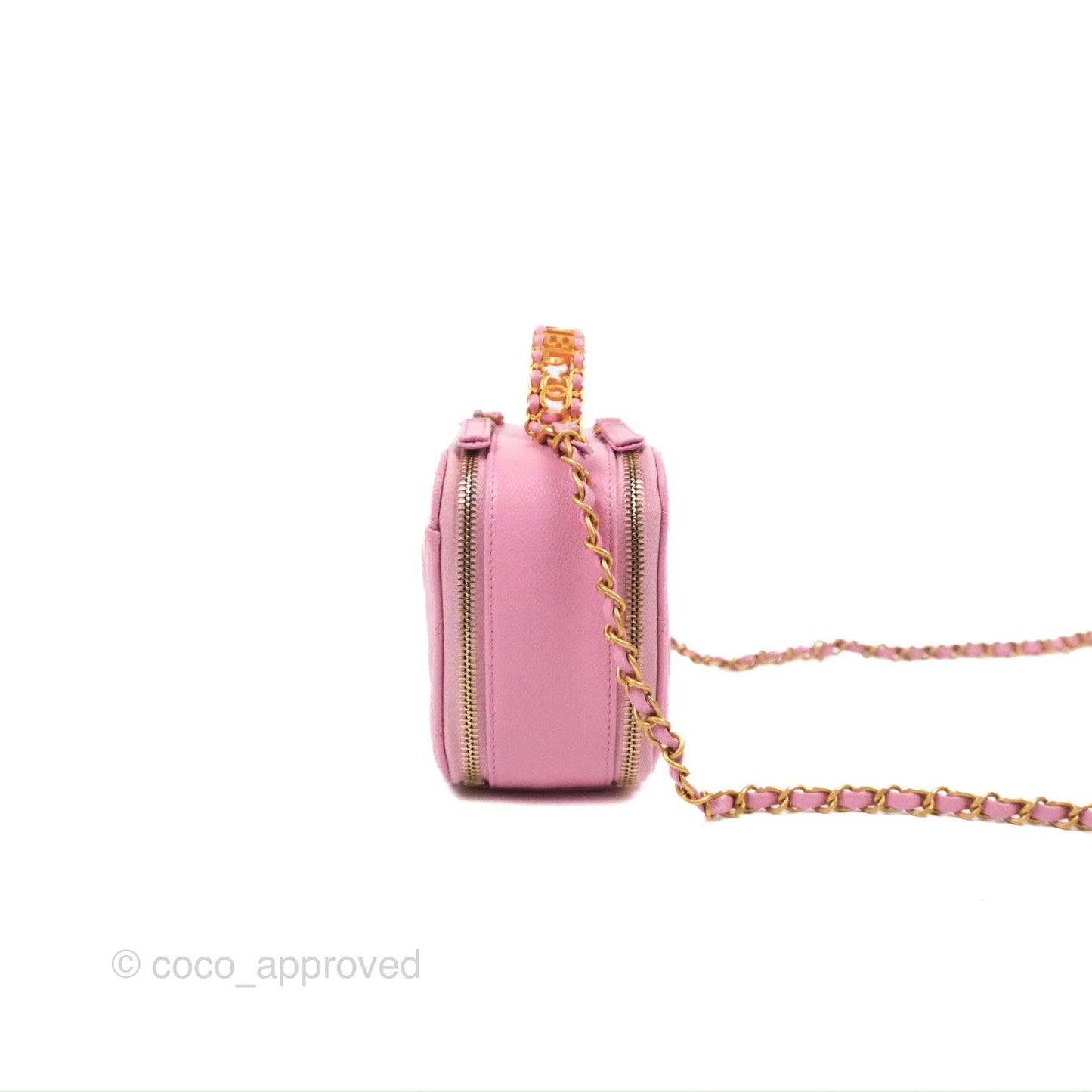 Chanel Caviar Quilted Pick Me Up Small Vanity Case Light Pink