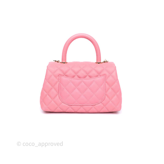 Chanel Small Coco Handle Quilted Pink Caviar Gold Hardware