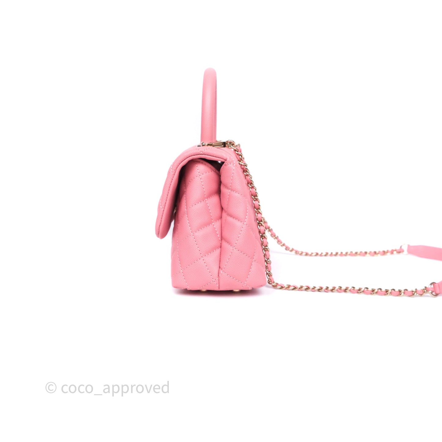 Chanel Small Coco Handle Quilted Pink Caviar Gold Hardware