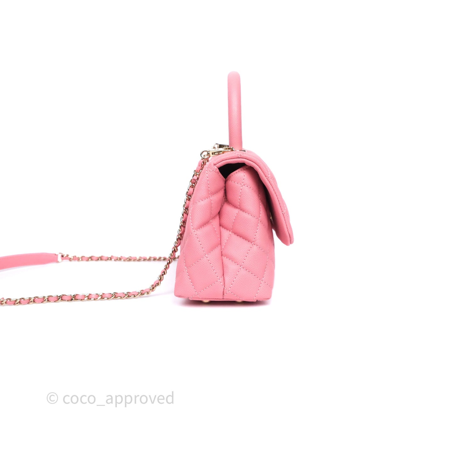 Chanel Small Coco Handle Quilted Pink Caviar Gold Hardware